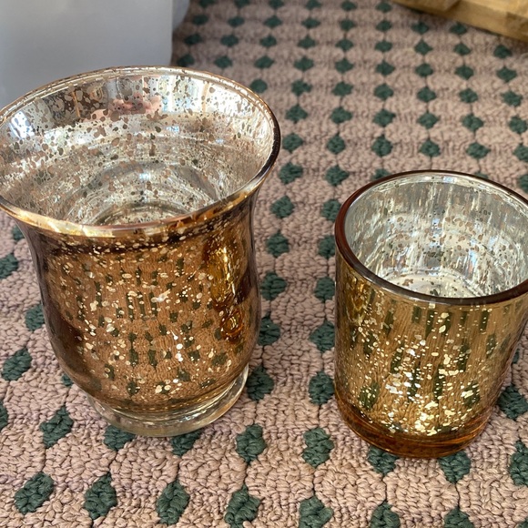 6 Gold mercury glass tea Candle Holders - Picture 6 of 8